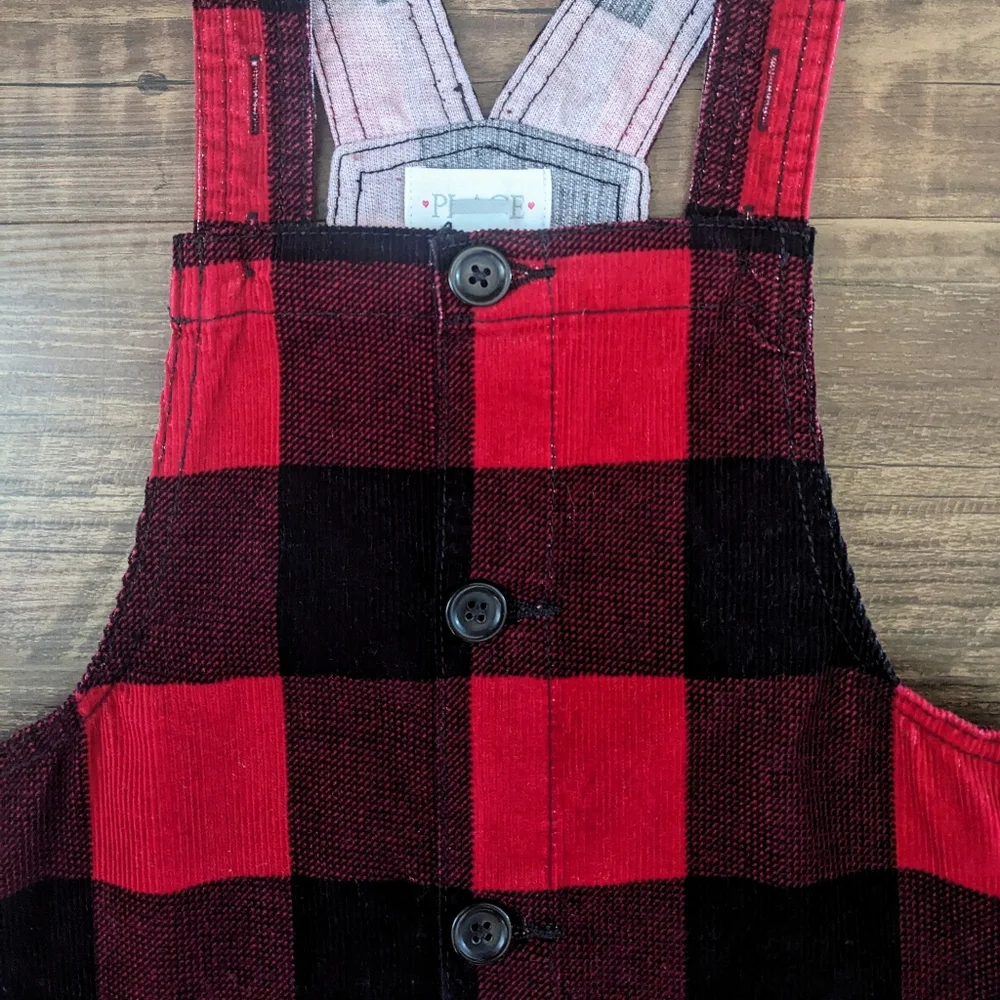 Children's Place Buffalo Plaid Jumper Overall Skirtall Dress